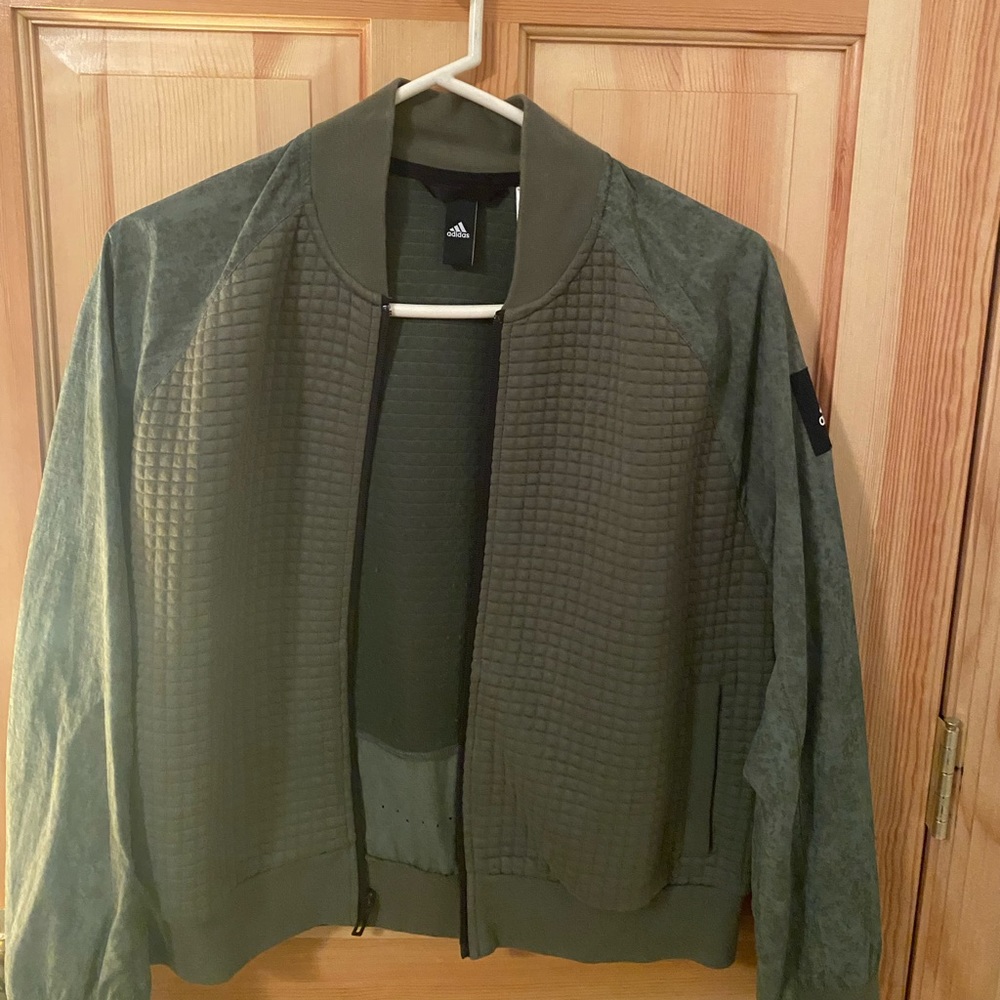ADIDAS Womens olive green bomber jacket. Light weight. Size medium